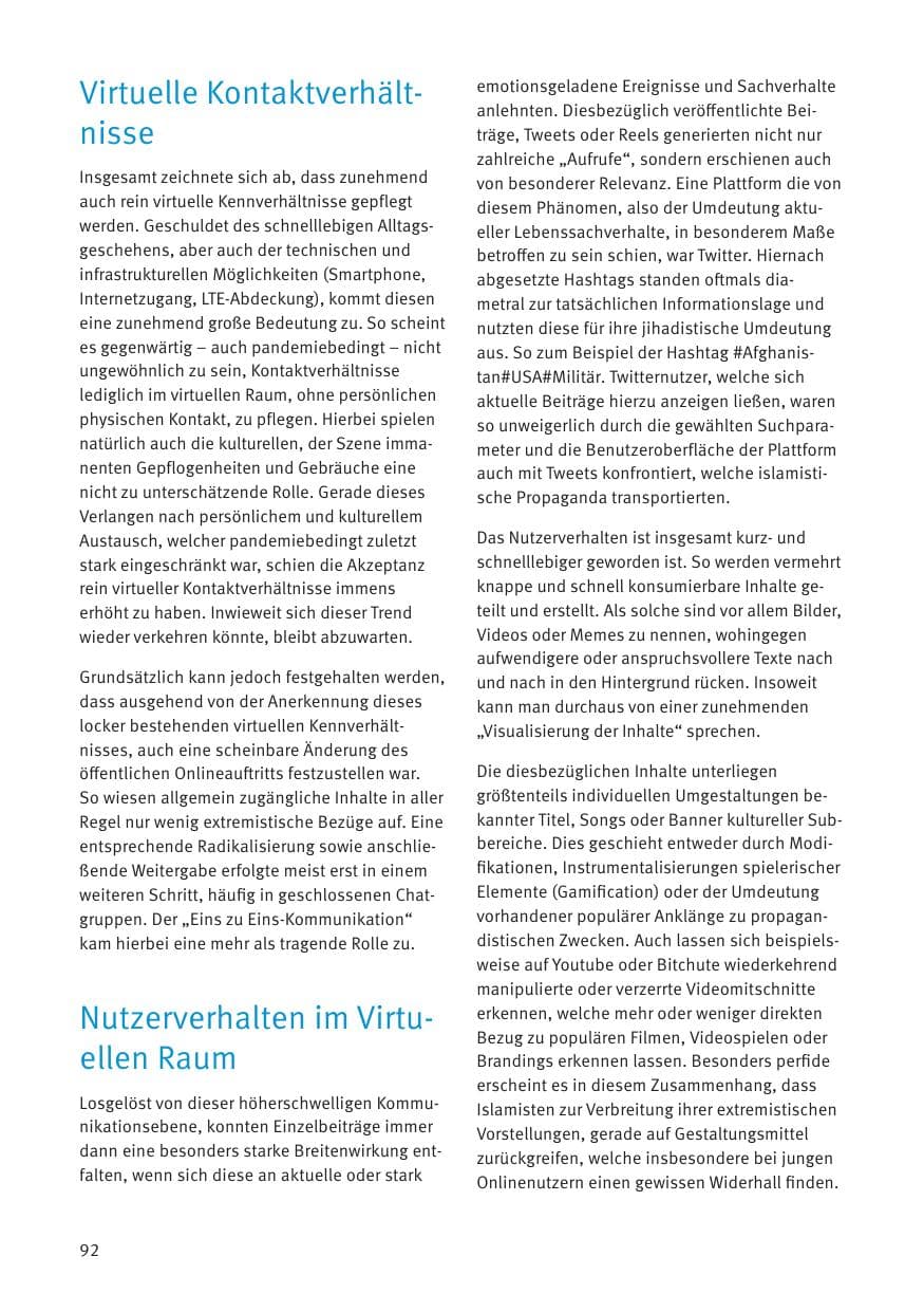 Seite 92 des Verfassungsschutzbericht 2021 Thüringen