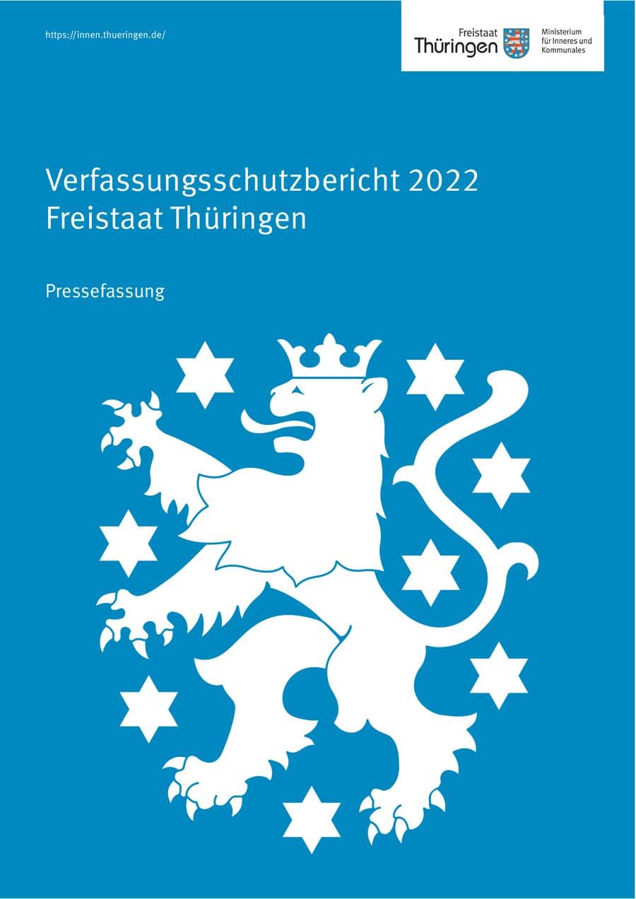 Seite 1 des Verfassungsschutzbericht 2022 Thüringen