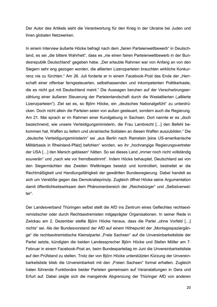 Seite 20 des Verfassungsschutzbericht 2022 Thüringen