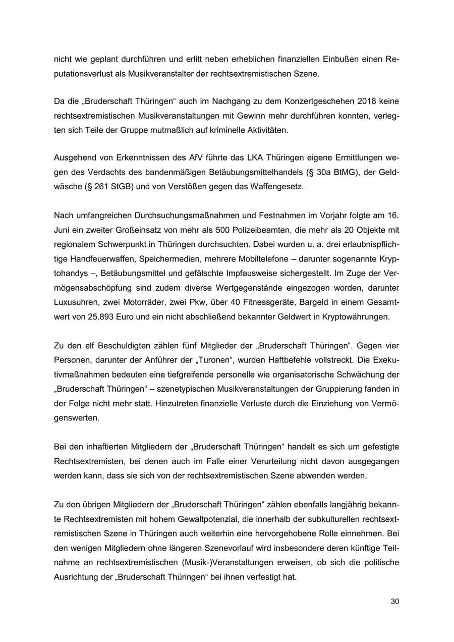 Seite 30 des Verfassungsschutzbericht 2022 Thüringen