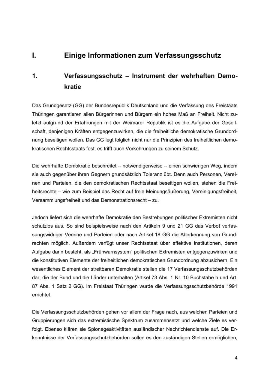 Seite 4 des Verfassungsschutzbericht 2022 Thüringen