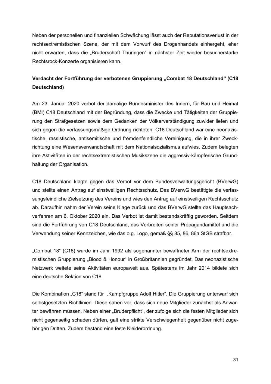 Seite 31 des Verfassungsschutzbericht 2022 Thüringen