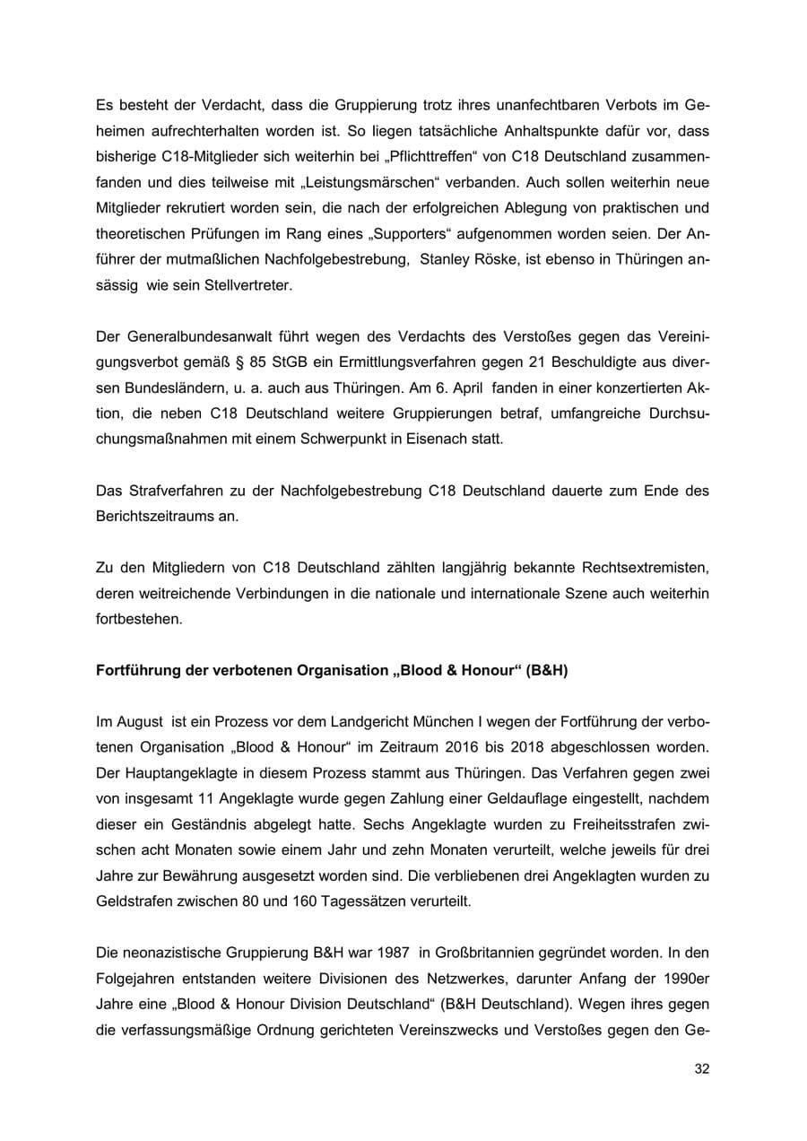 Seite 32 des Verfassungsschutzbericht 2022 Thüringen