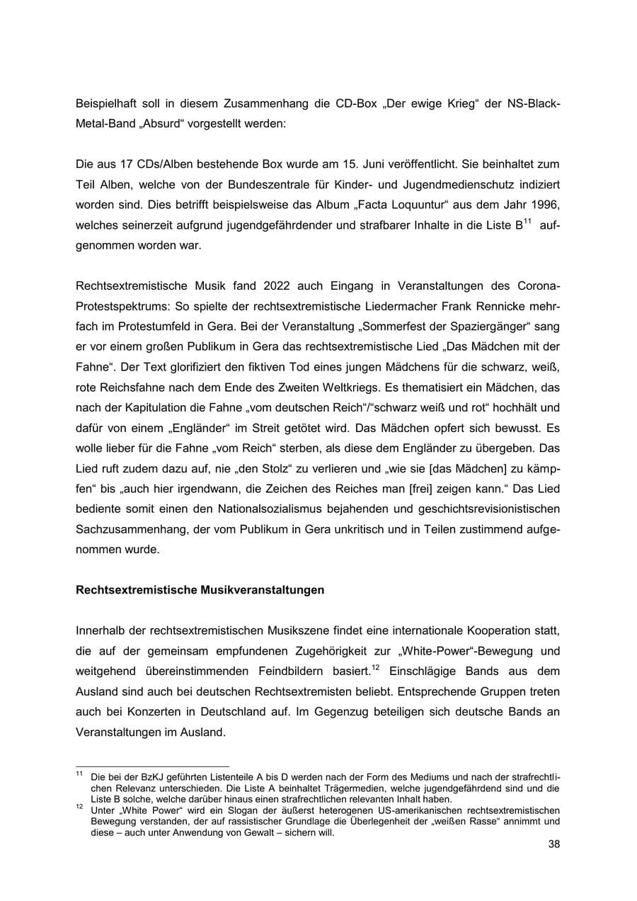 Seite 38 des Verfassungsschutzbericht 2022 Thüringen