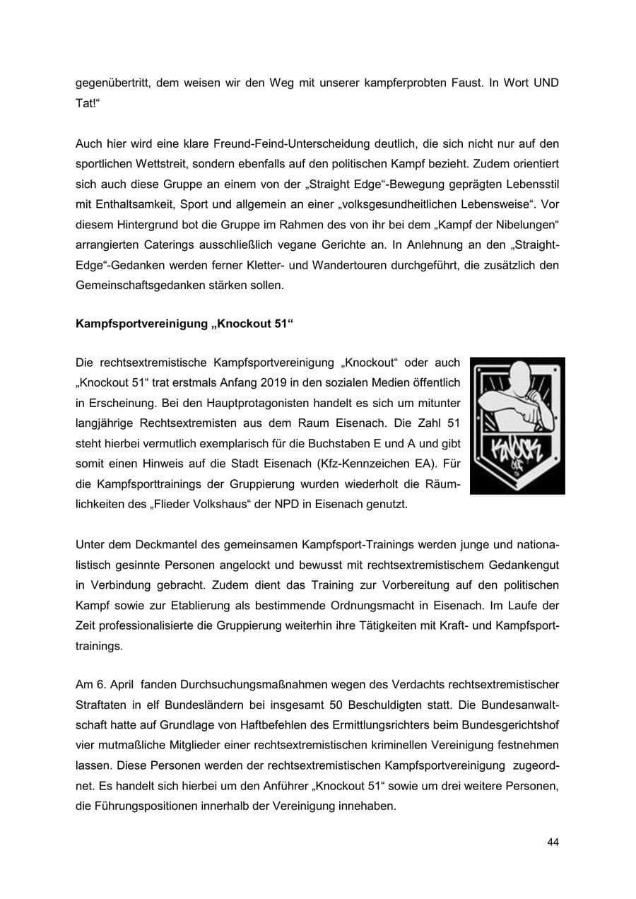 Seite 44 des Verfassungsschutzbericht 2022 Thüringen