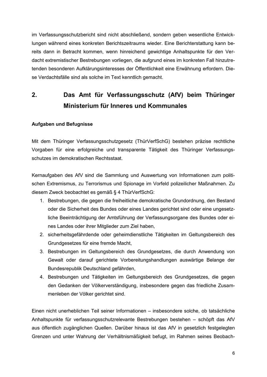 Seite 6 des Verfassungsschutzbericht 2022 Thüringen