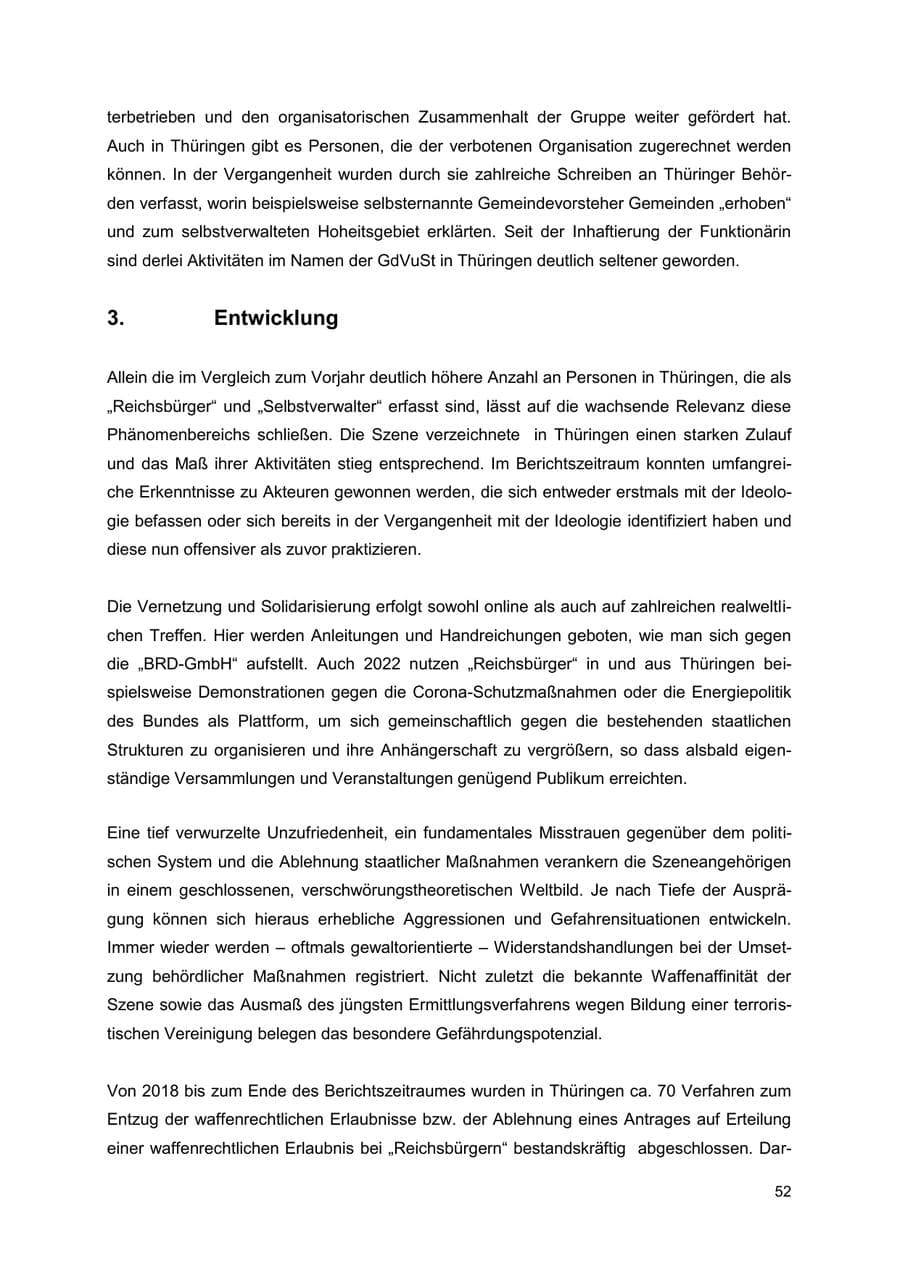 Seite 52 des Verfassungsschutzbericht 2022 Thüringen