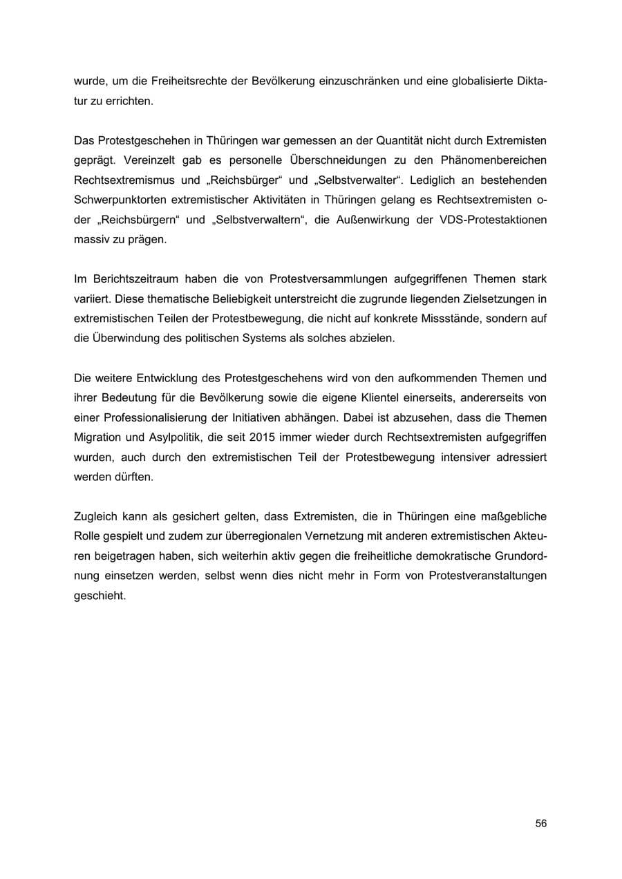 Seite 56 des Verfassungsschutzbericht 2022 Thüringen