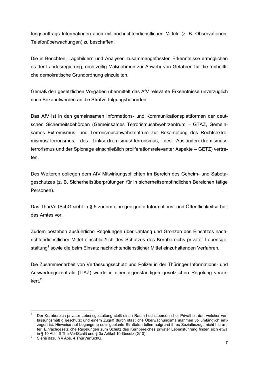 Seite 7 des Verfassungsschutzbericht 2022 Thüringen