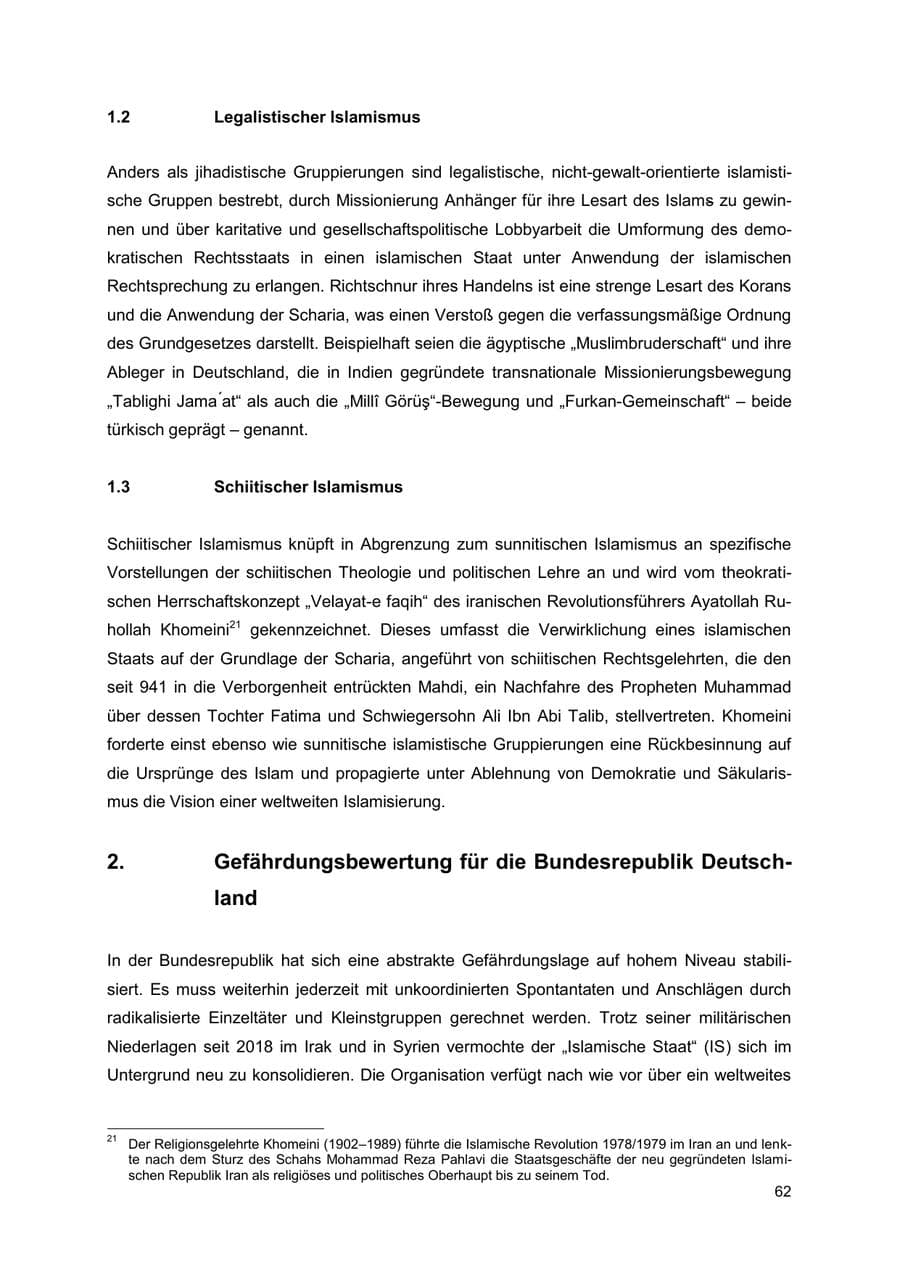 Seite 62 des Verfassungsschutzbericht 2022 Thüringen