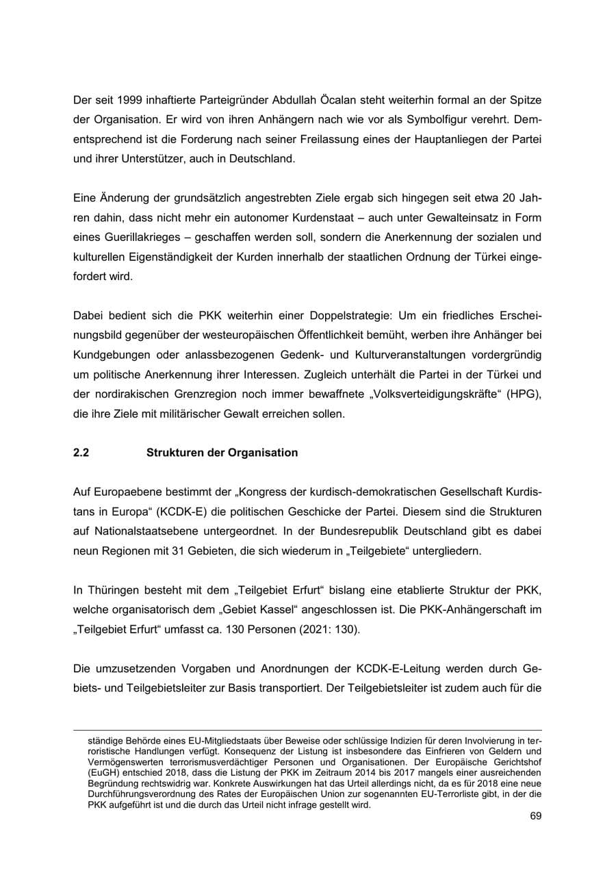 Seite 69 des Verfassungsschutzbericht 2022 Thüringen