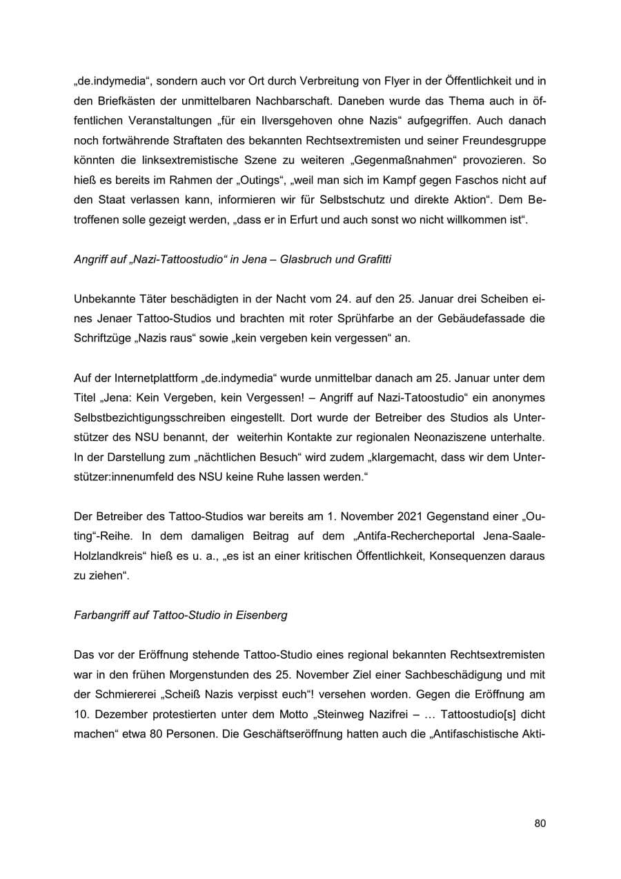 Seite 80 des Verfassungsschutzbericht 2022 Thüringen