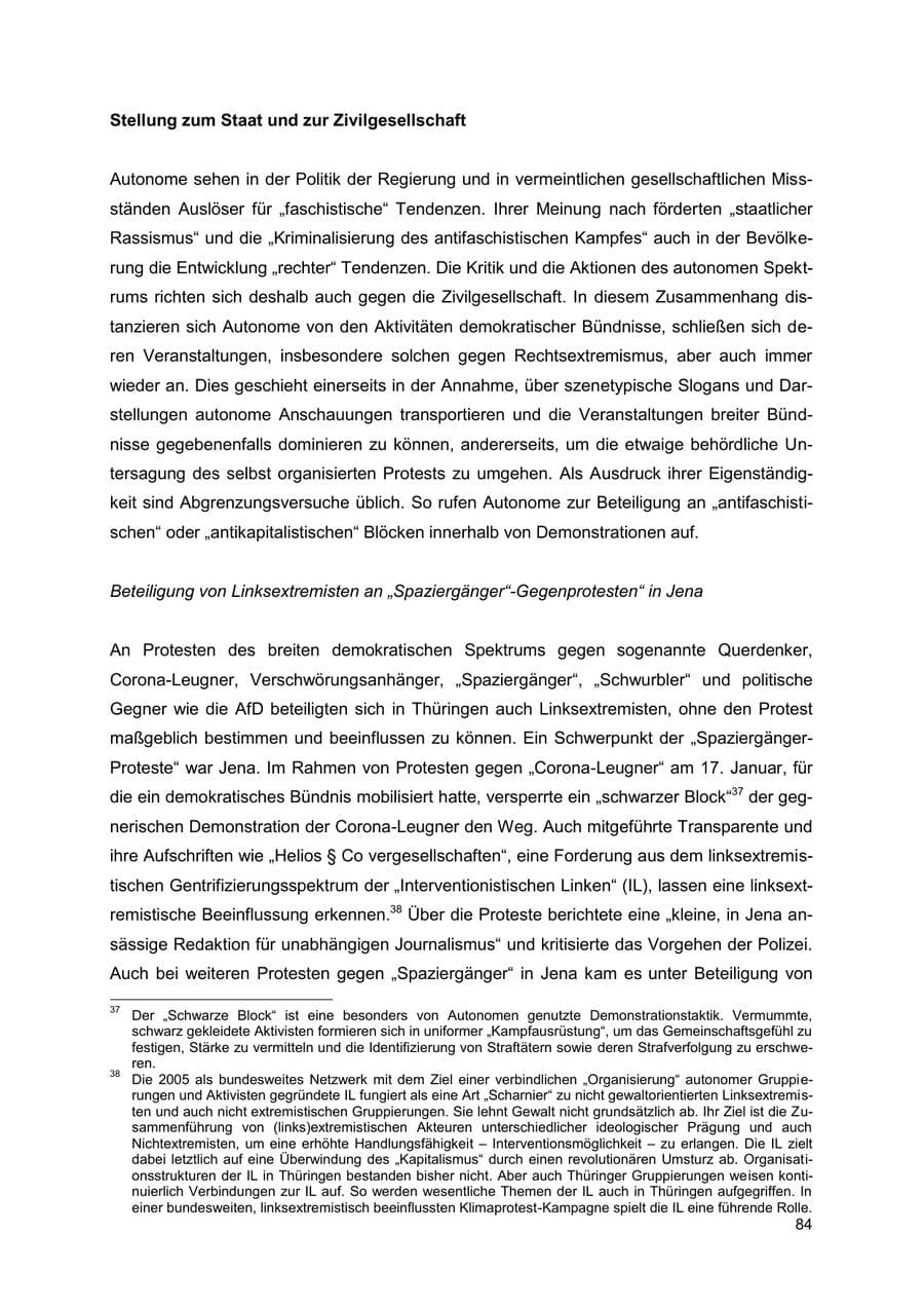 Seite 84 des Verfassungsschutzbericht 2022 Thüringen
