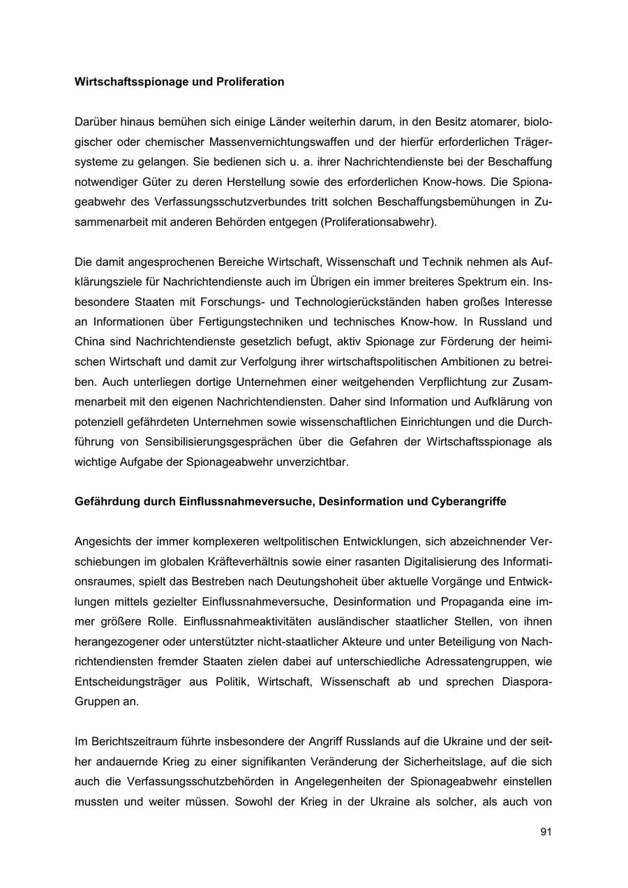 Seite 91 des Verfassungsschutzbericht 2022 Thüringen