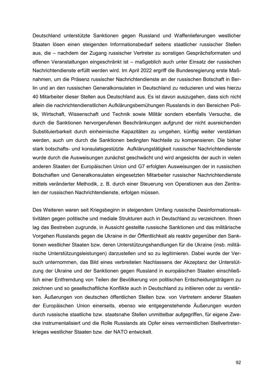 Seite 92 des Verfassungsschutzbericht 2022 Thüringen