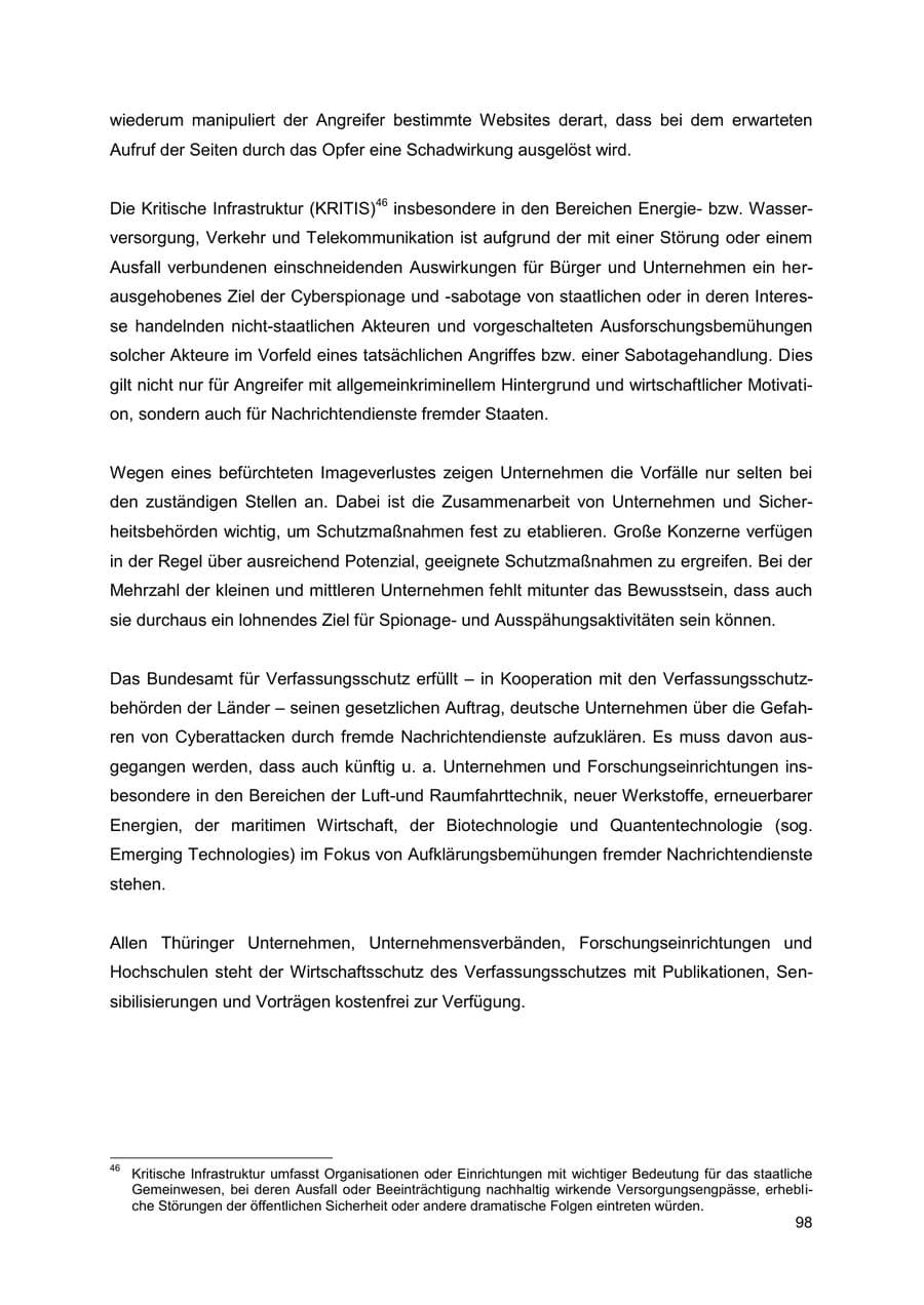 Seite 98 des Verfassungsschutzbericht 2022 Thüringen