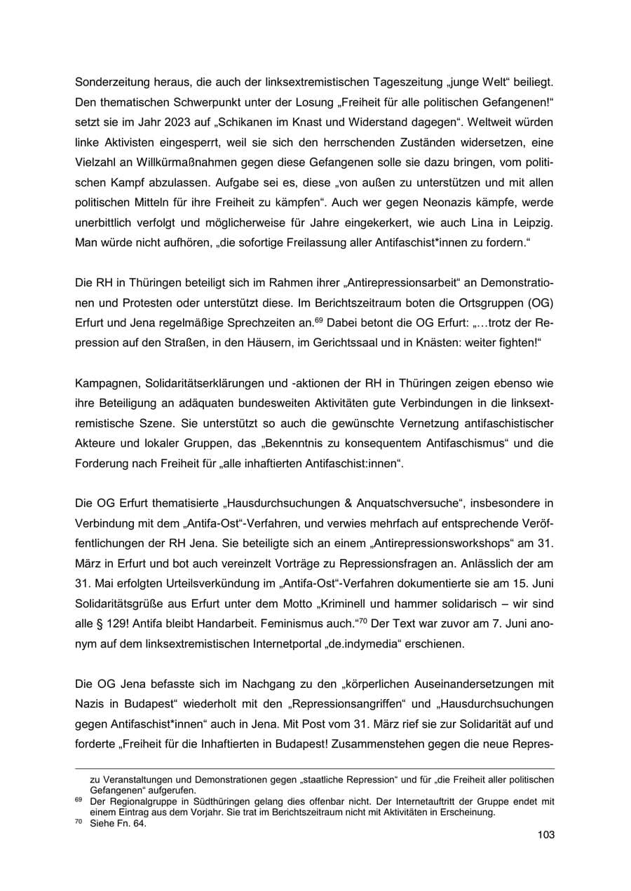 Seite 104 des Verfassungsschutzbericht 2023 Thüringen