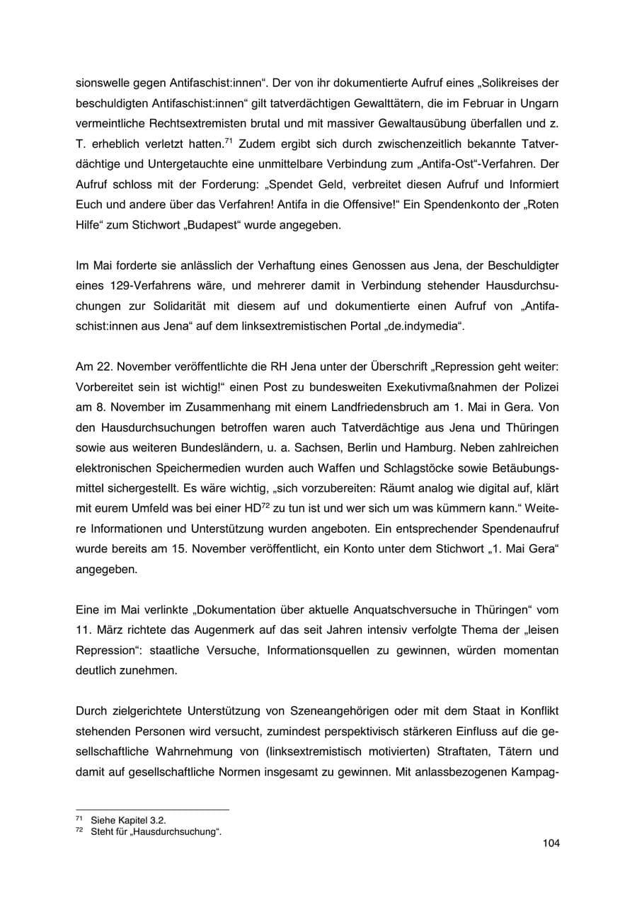 Seite 105 des Verfassungsschutzbericht 2023 Thüringen