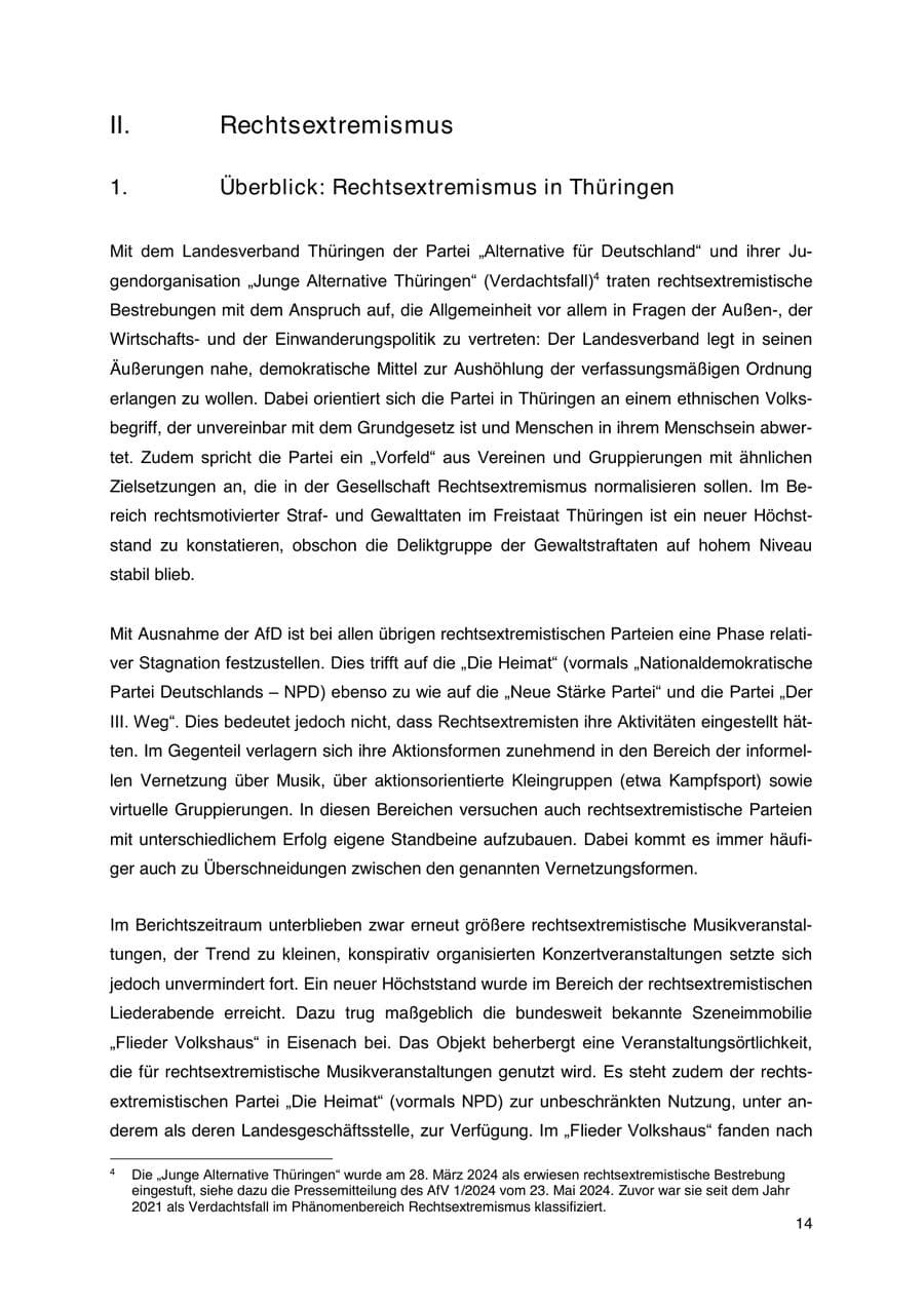 Seite 15 des Verfassungsschutzbericht 2023 Thüringen