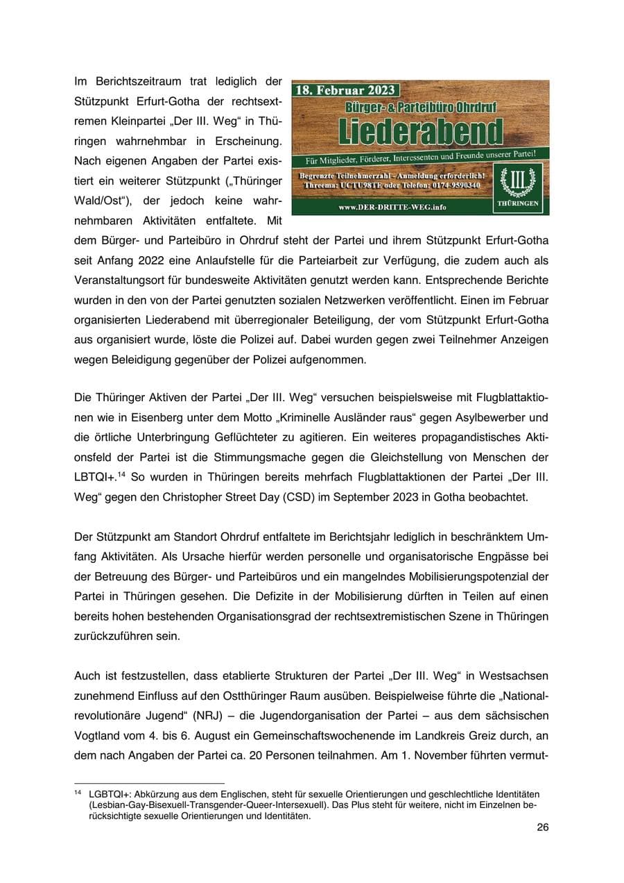 Seite 27 des Verfassungsschutzbericht 2023 Thüringen