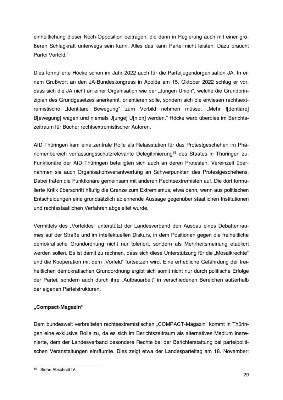 Seite 30 des Verfassungsschutzbericht 2023 Thüringen