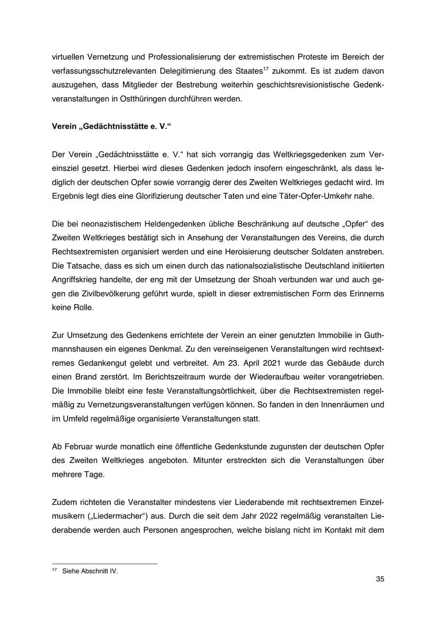 Seite 36 des Verfassungsschutzbericht 2023 Thüringen