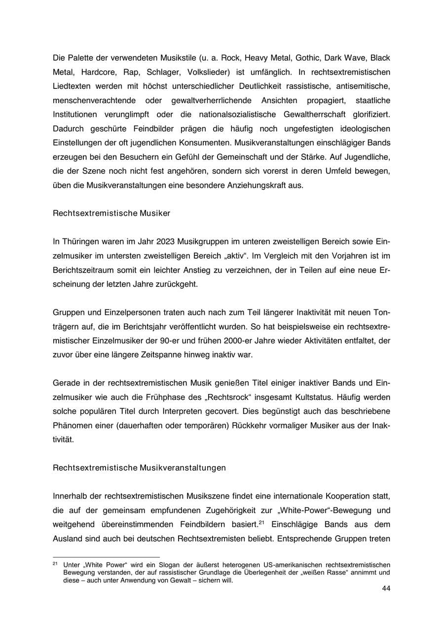 Seite 45 des Verfassungsschutzbericht 2023 Thüringen