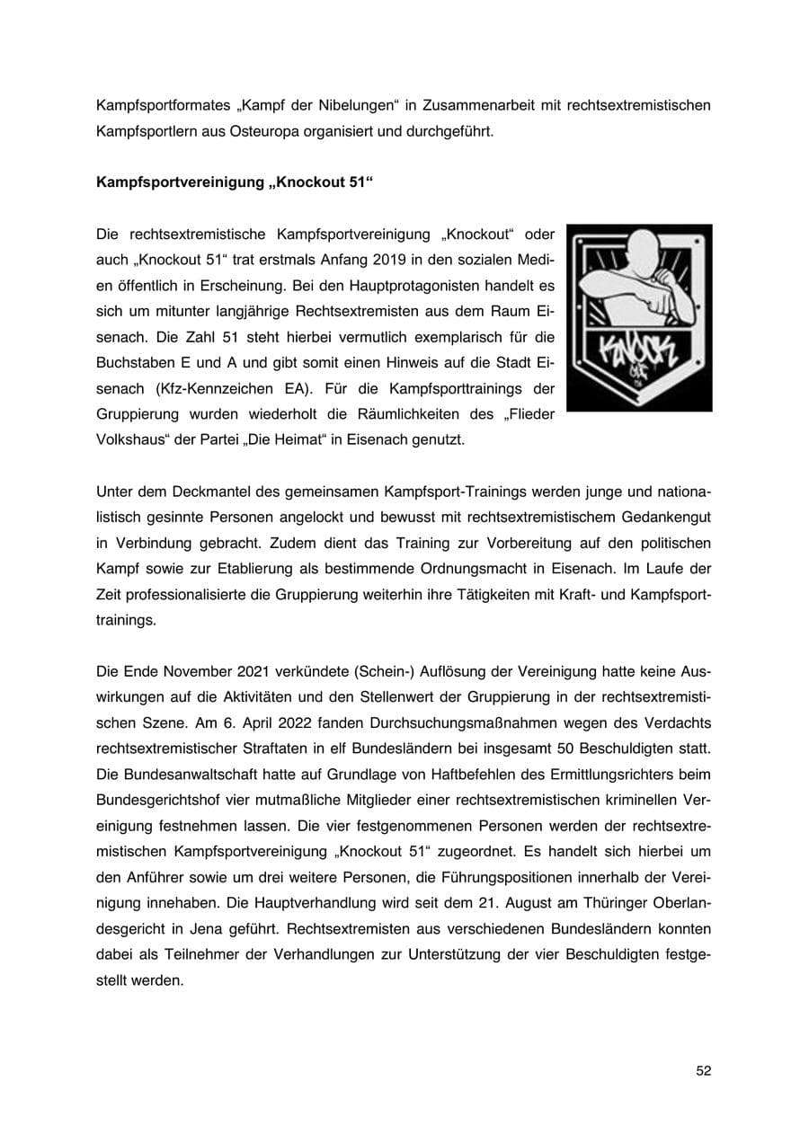 Seite 53 des Verfassungsschutzbericht 2023 Thüringen