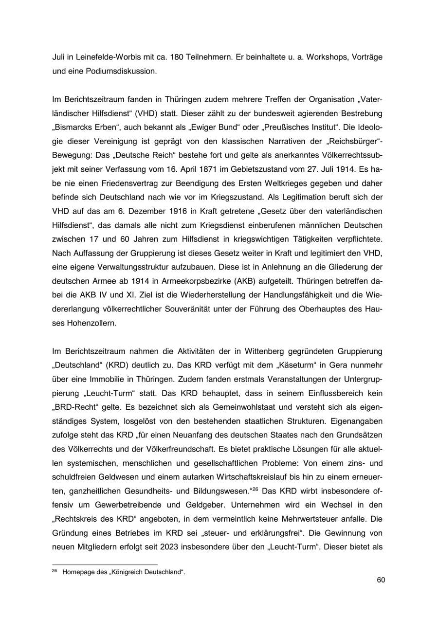 Seite 61 des Verfassungsschutzbericht 2023 Thüringen