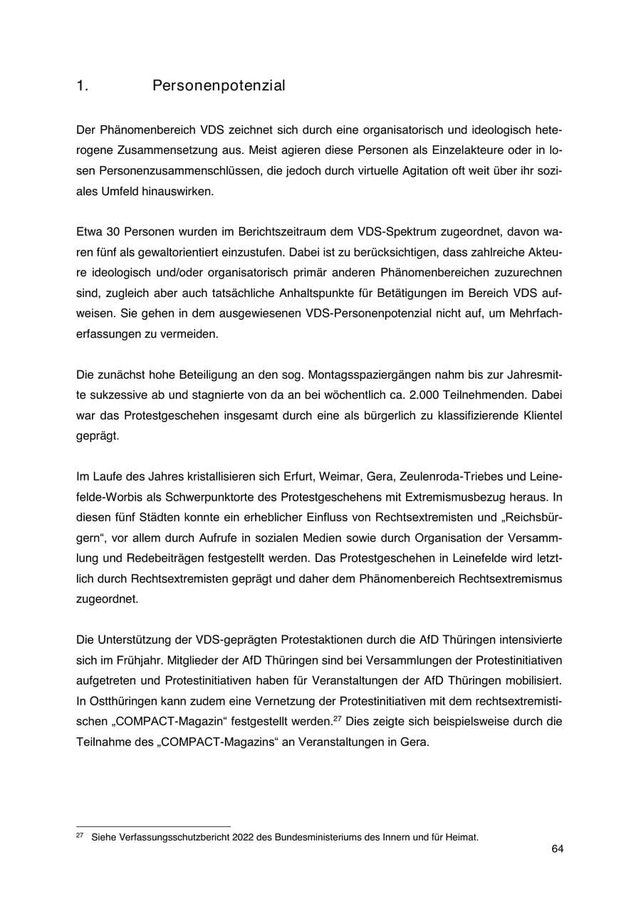 Seite 65 des Verfassungsschutzbericht 2023 Thüringen