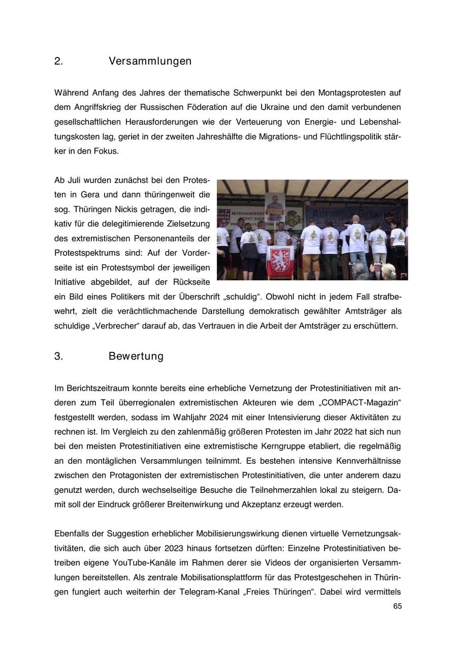 Seite 66 des Verfassungsschutzbericht 2023 Thüringen