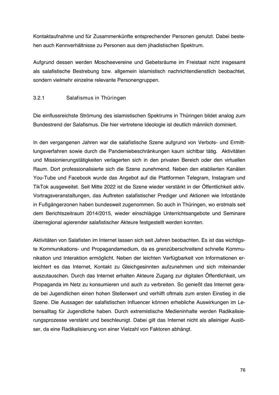 Seite 77 des Verfassungsschutzbericht 2023 Thüringen