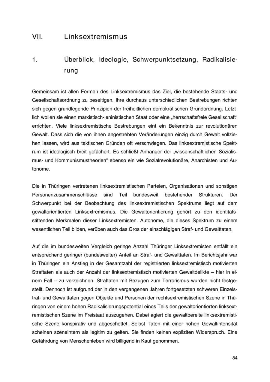 Seite 85 des Verfassungsschutzbericht 2023 Thüringen