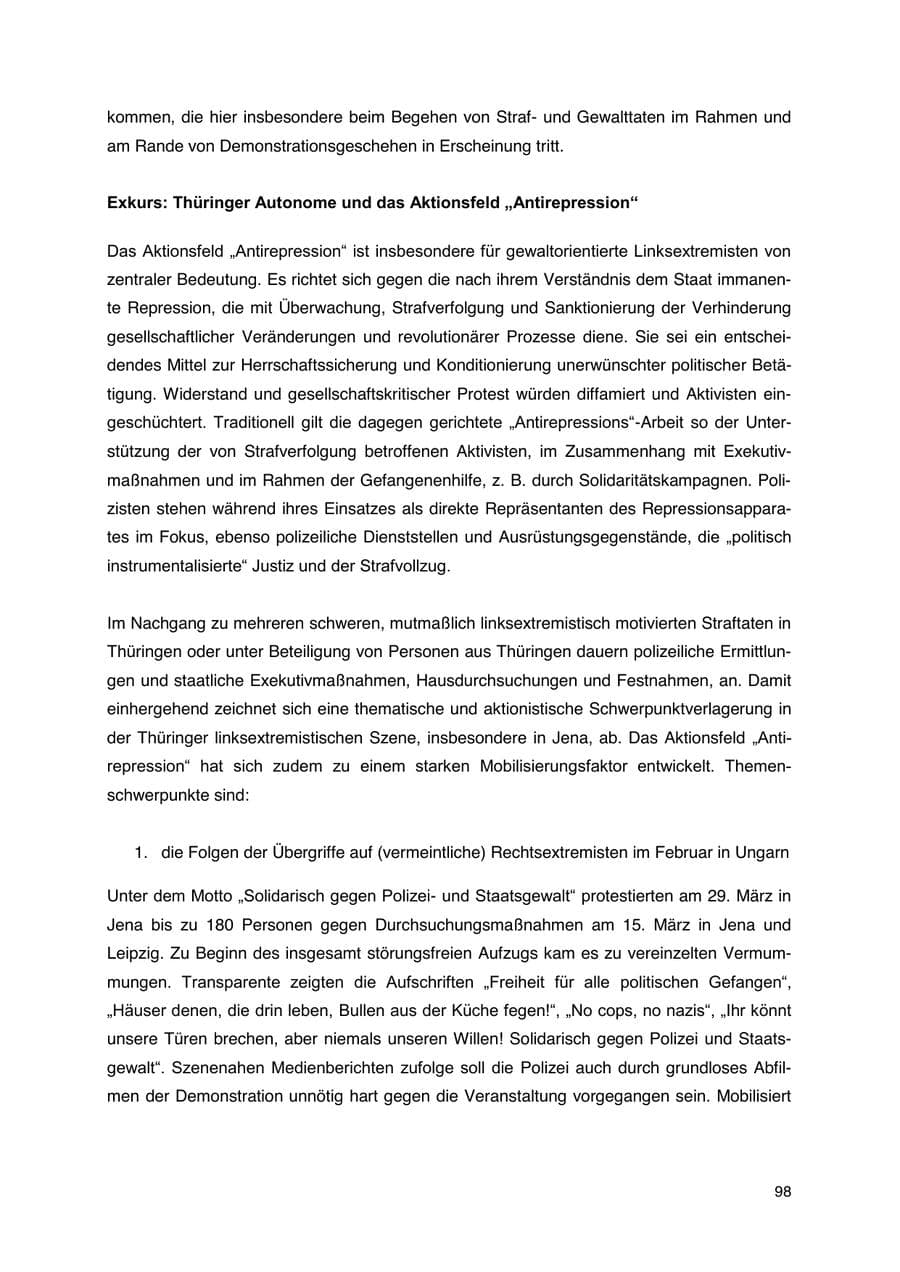 Seite 99 des Verfassungsschutzbericht 2023 Thüringen