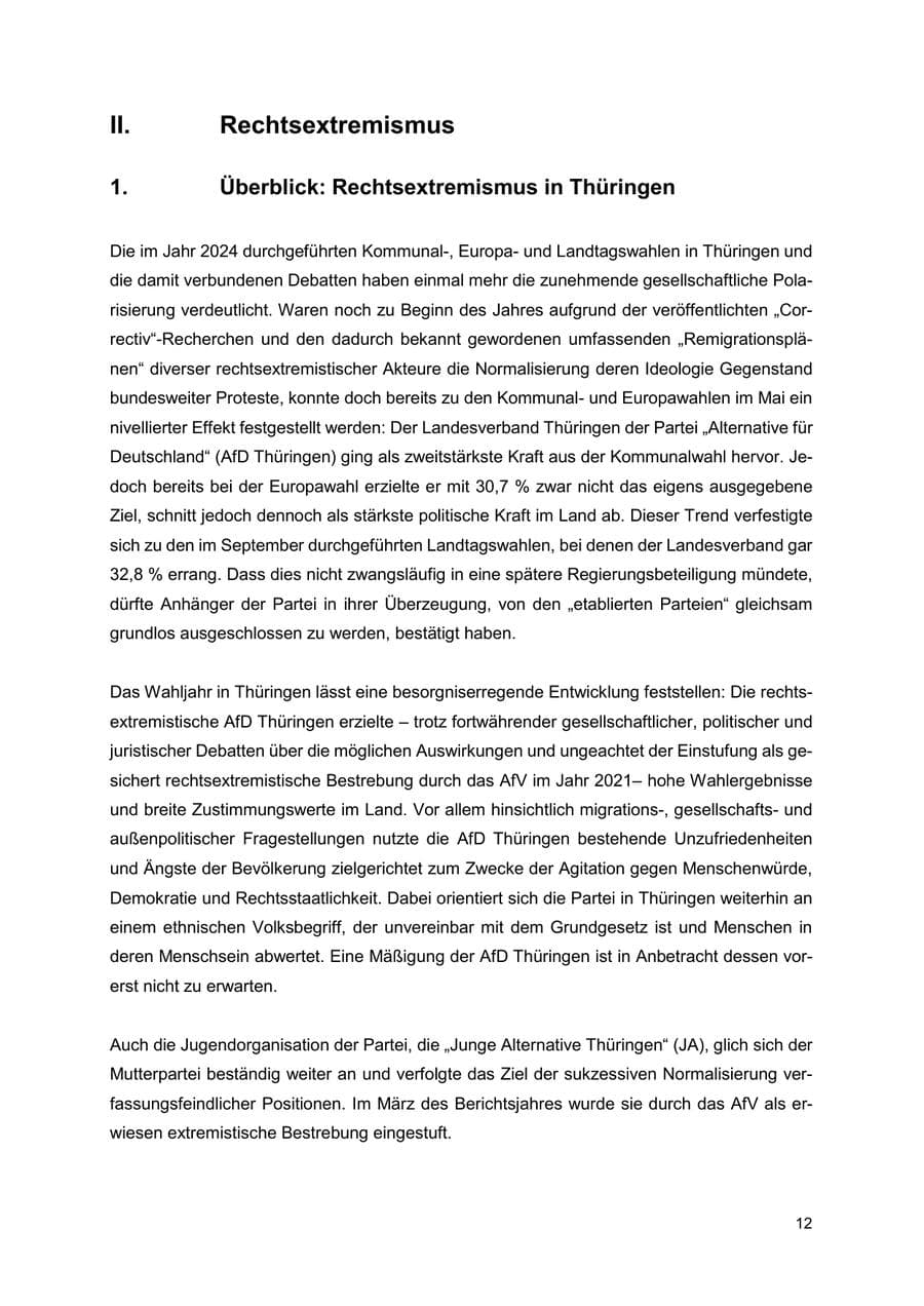 Seite 13 des Verfassungsschutzbericht 2024 Thüringen