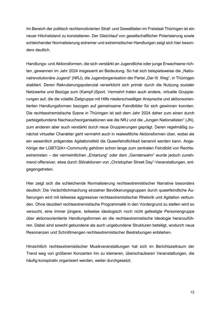 Seite 14 des Verfassungsschutzbericht 2024 Thüringen