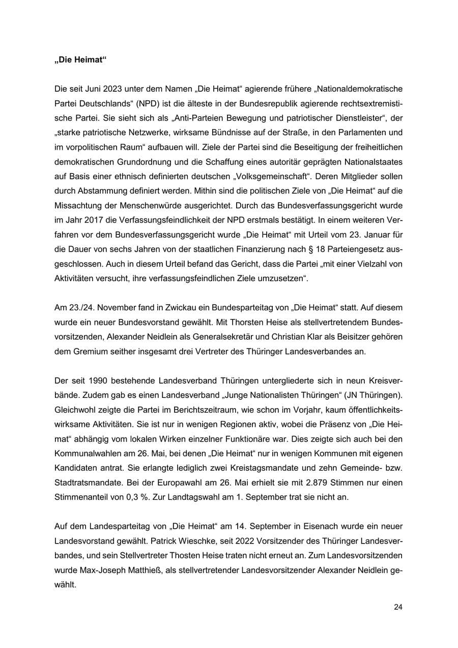 Seite 25 des Verfassungsschutzbericht 2024 Thüringen