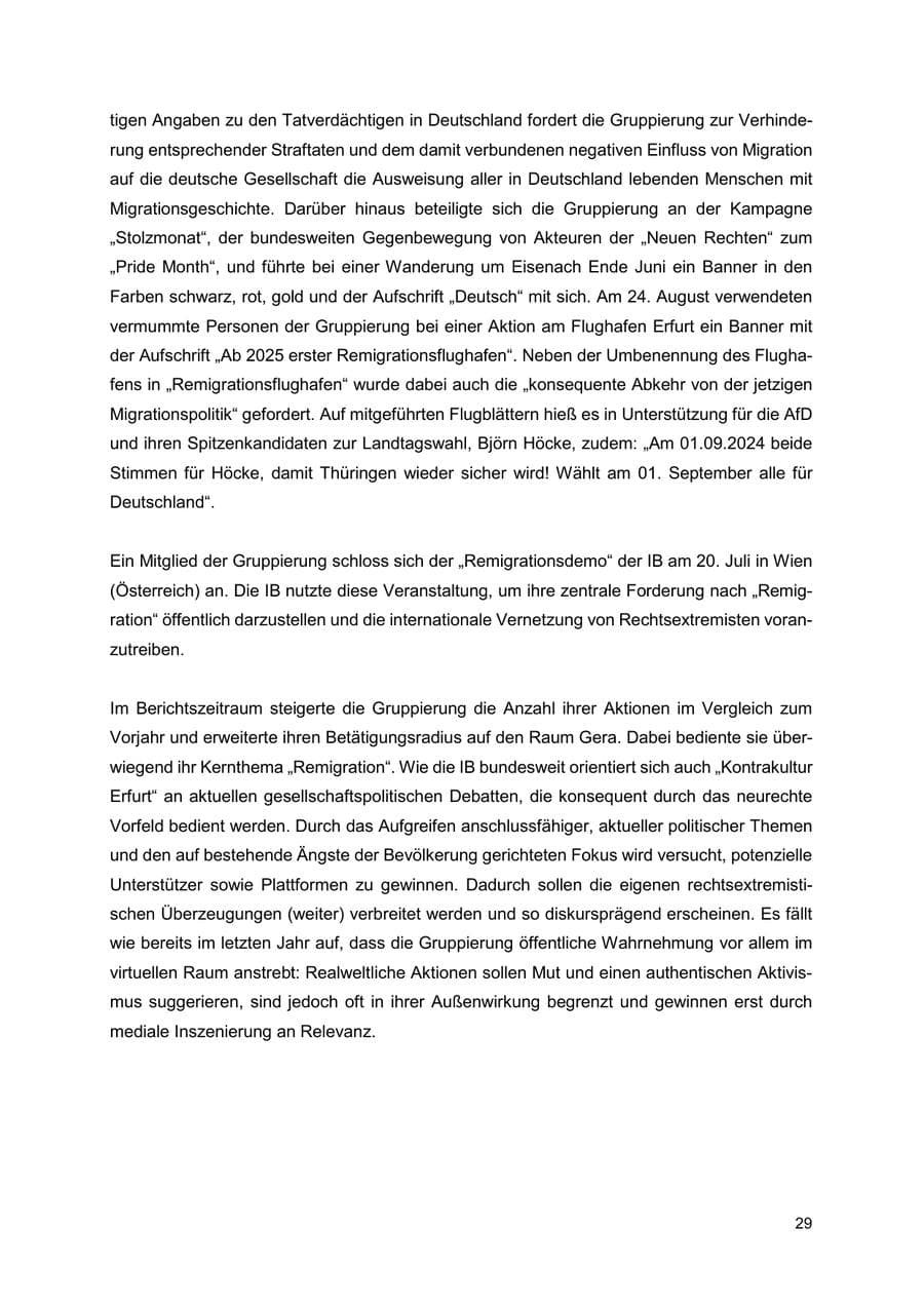 Seite 30 des Verfassungsschutzbericht 2024 Thüringen