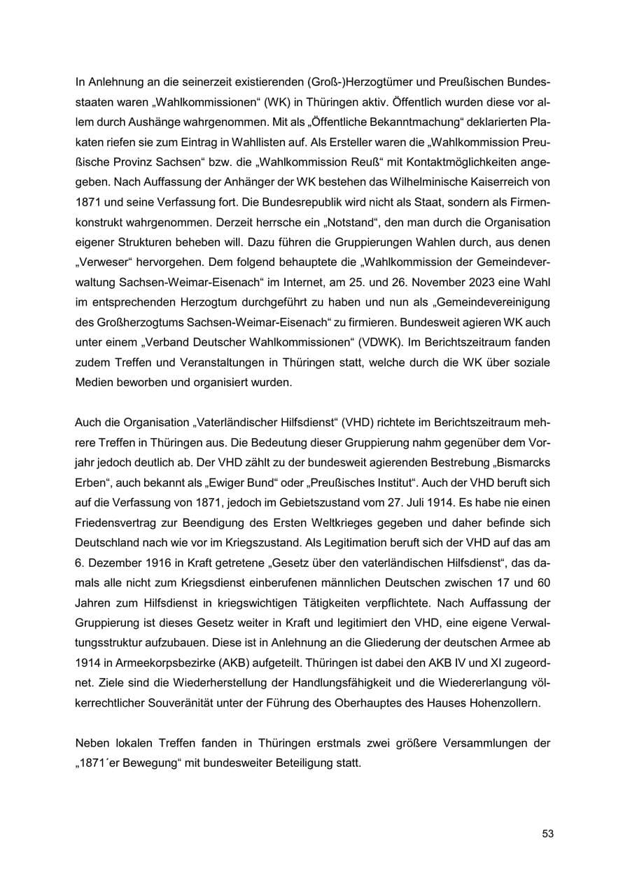 Seite 54 des Verfassungsschutzbericht 2024 Thüringen