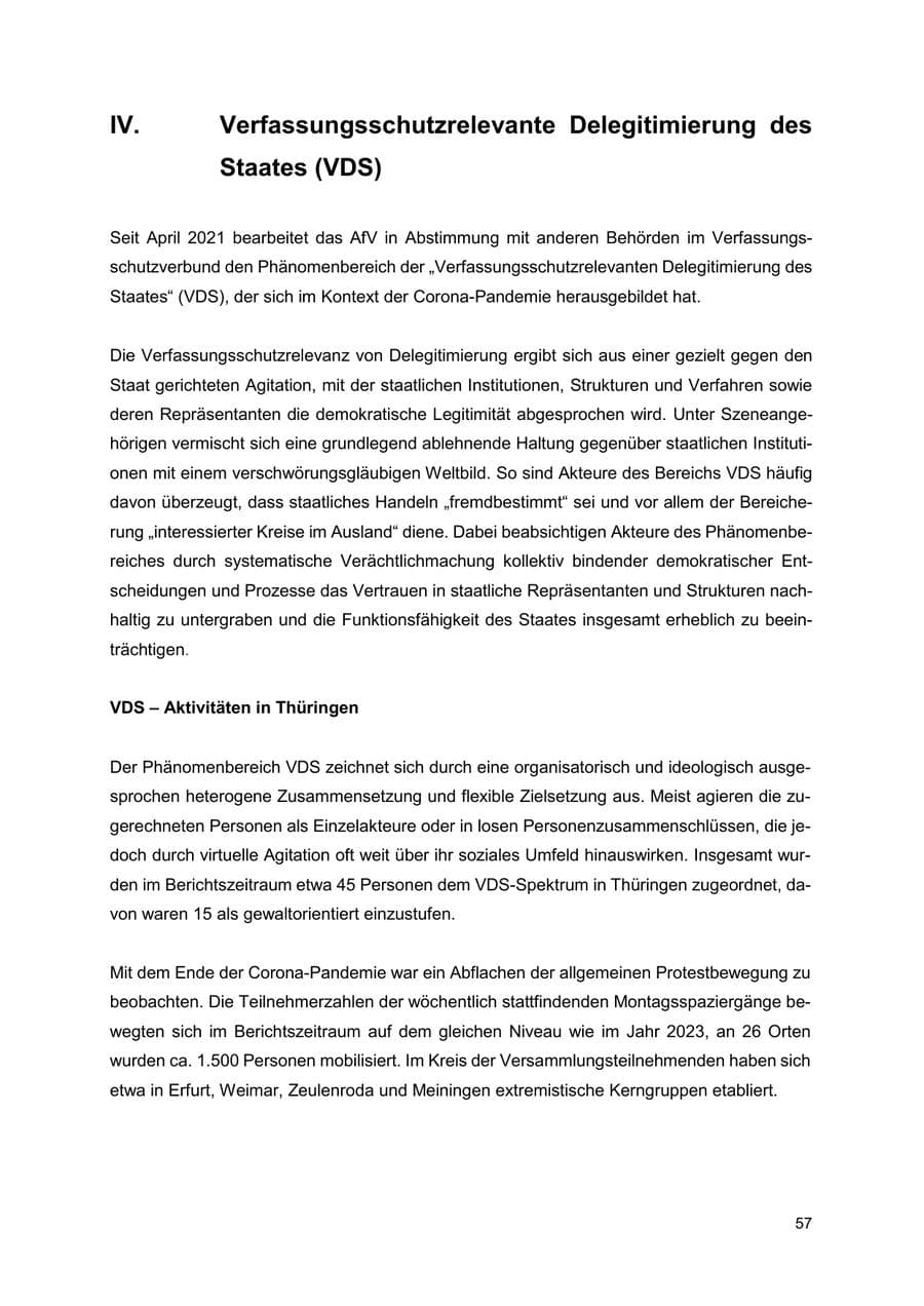 Seite 58 des Verfassungsschutzbericht 2024 Thüringen