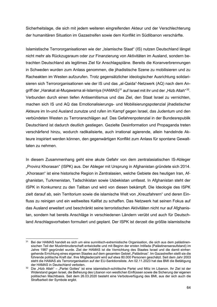 Seite 65 des Verfassungsschutzbericht 2024 Thüringen