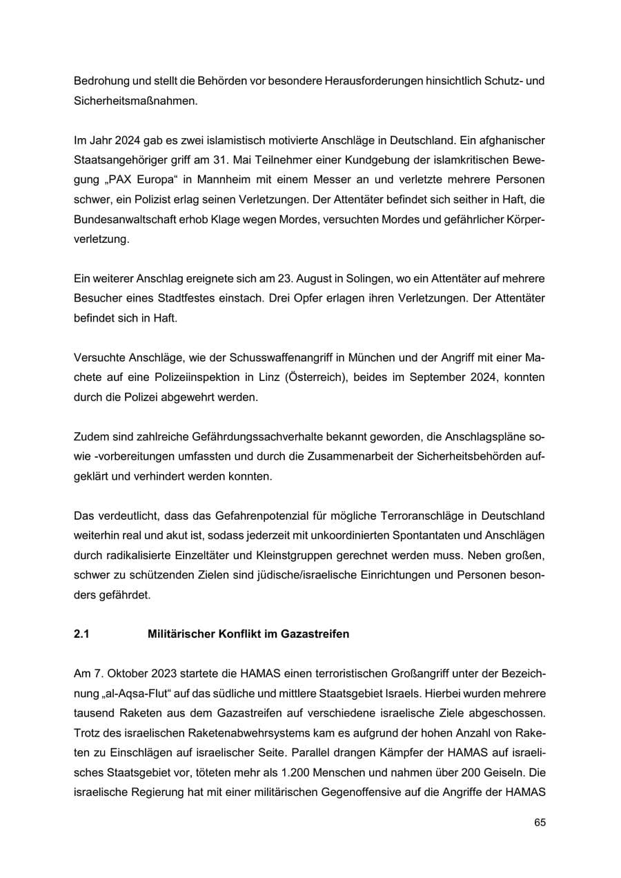 Seite 66 des Verfassungsschutzbericht 2024 Thüringen
