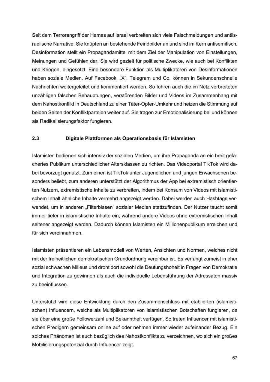Seite 68 des Verfassungsschutzbericht 2024 Thüringen