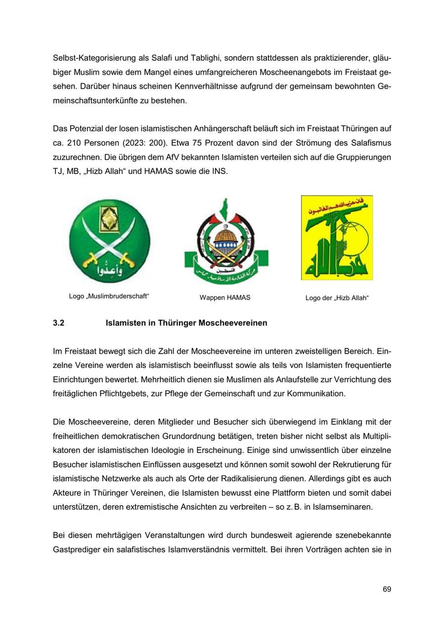 Seite 70 des Verfassungsschutzbericht 2024 Thüringen