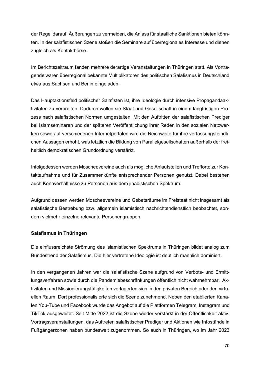 Seite 71 des Verfassungsschutzbericht 2024 Thüringen