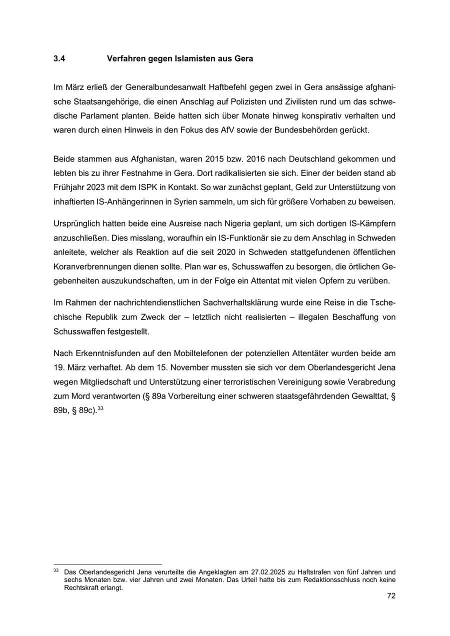 Seite 73 des Verfassungsschutzbericht 2024 Thüringen