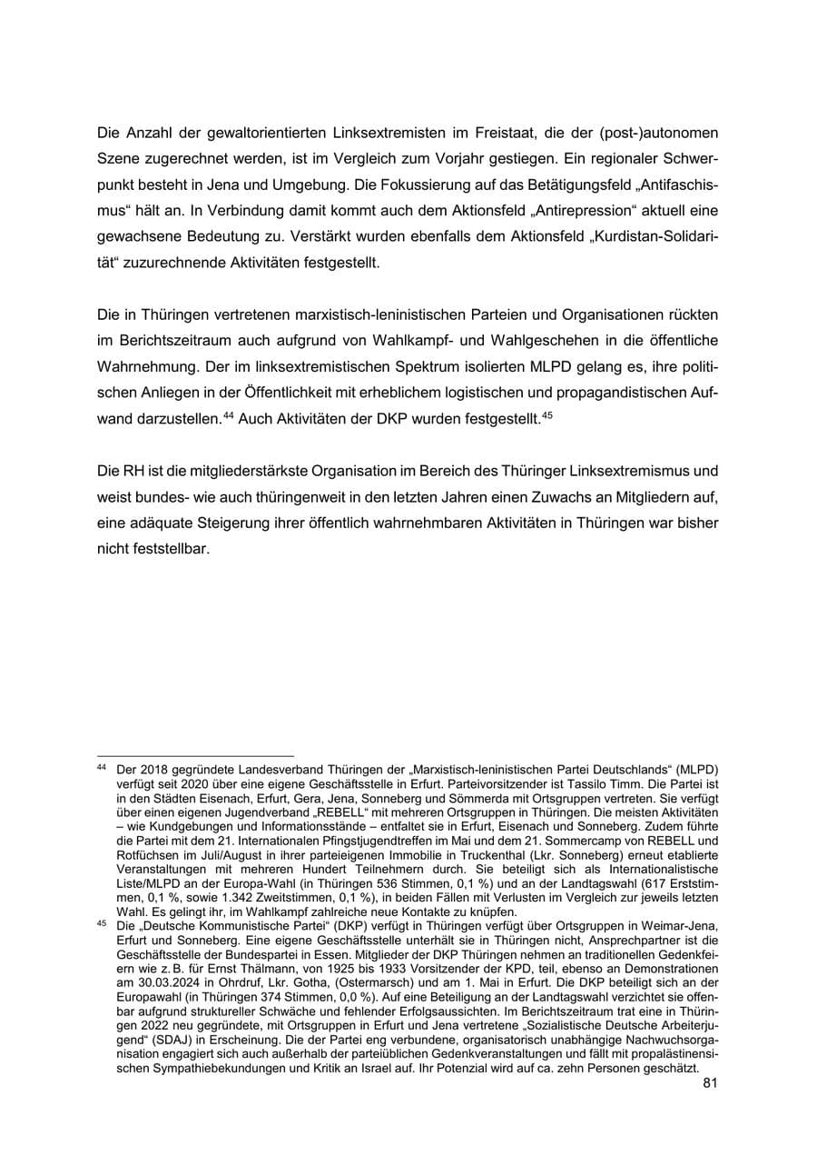 Seite 82 des Verfassungsschutzbericht 2024 Thüringen