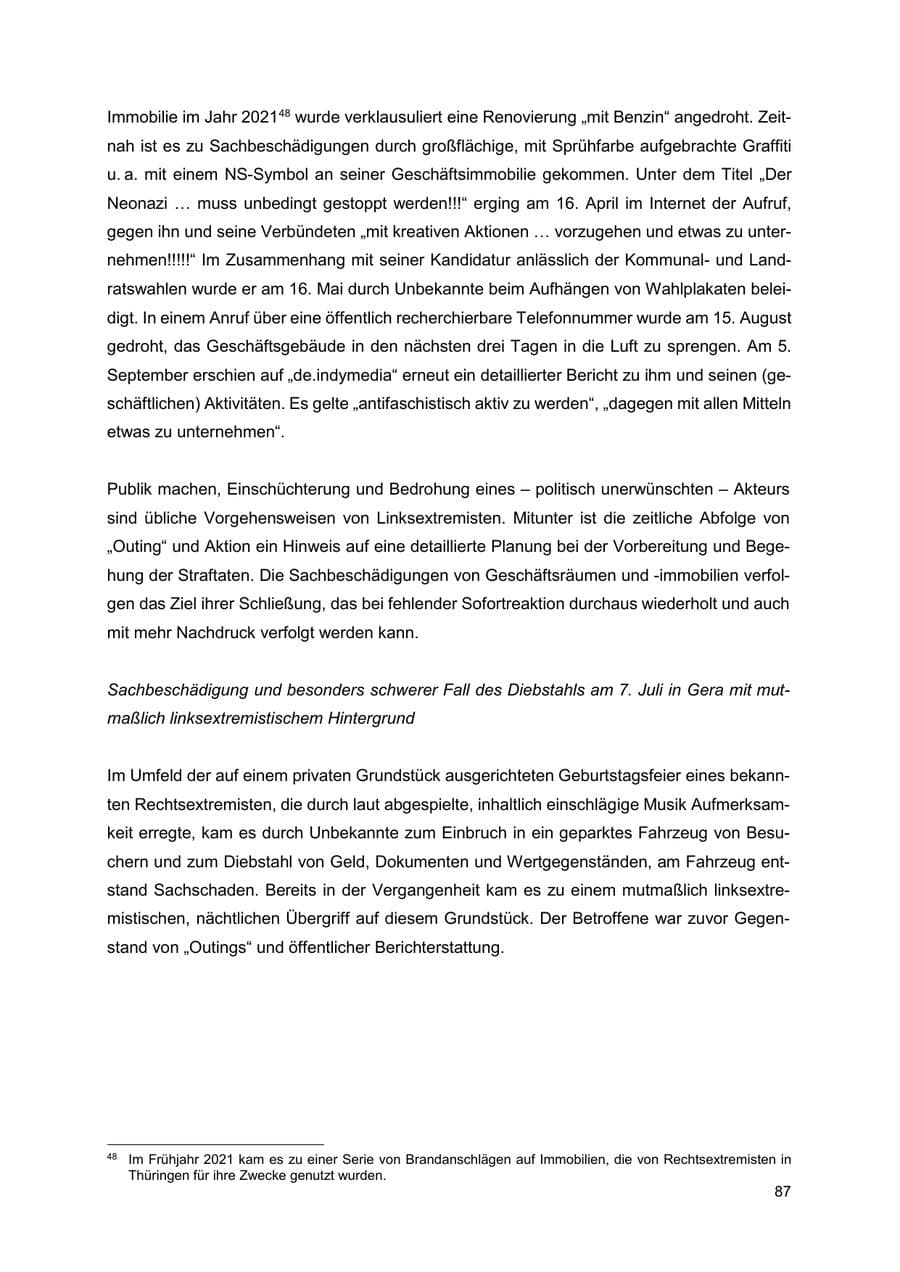 Seite 88 des Verfassungsschutzbericht 2024 Thüringen